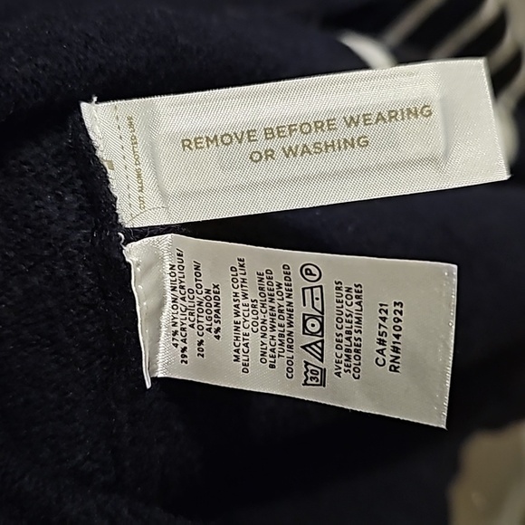 Loft supersoft cardigan sweater dress sz medium navy blue cream stripe new - Picture 8 of 8